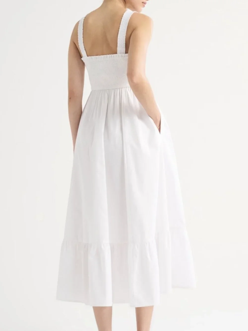 White Smocked Convertible Midi Dress - Abercrombie - Size S